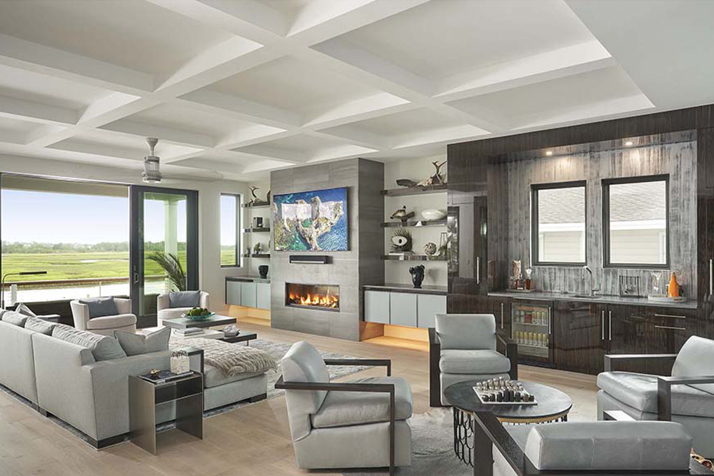 Pelican Living Room with Fireplace
